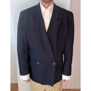 Navy Double-Breasted Peak Lapel Blazer for Men Vintage 80s/90s Pal Zileri